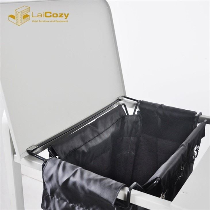 Carro plegable de limpieza de lavandería de acero inoxidable para servicio de limpieza de ropa de hotel 